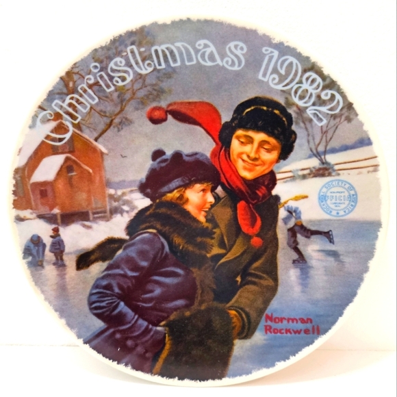 Edwin M. Knowles Plate x Norman Rockwell Painting Christmas Courtship 1982 Plate - Picture 3 of 9